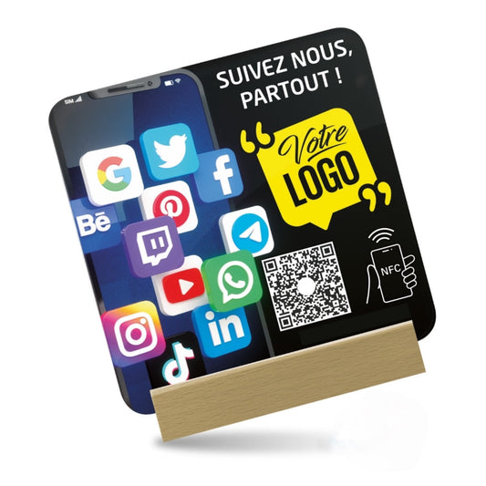 Plaque Plexiglass Réseaux Connectée NFC – Multi-Réseaux – Personnalisée